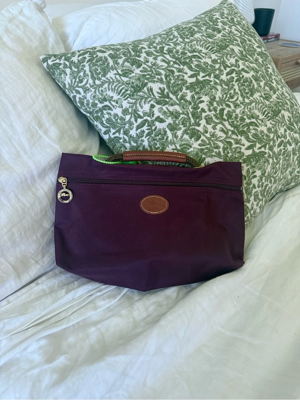 Longchamp Purple Women’s Handbag with Leather Trim